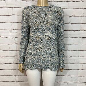 NWT Parkhurst Sweater Women’s Deep Sea Blue Combo Open Knit Long Sleeve
